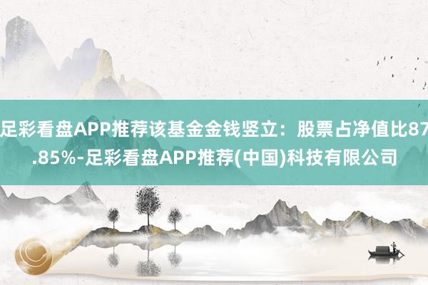 足彩看盘APP推荐该基金金钱竖立：股票占净值比87.85%-足彩看盘APP推荐(中国)科技有限公司