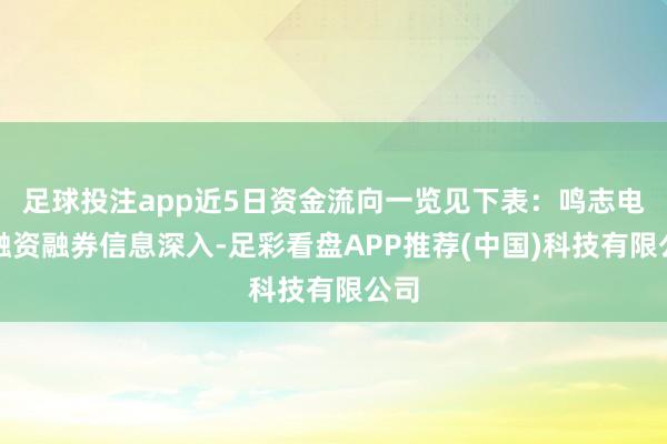 足球投注app近5日资金流向一览见下表：鸣志电器融资融券信息深入-足彩看盘APP推荐(中国)科技有限公司