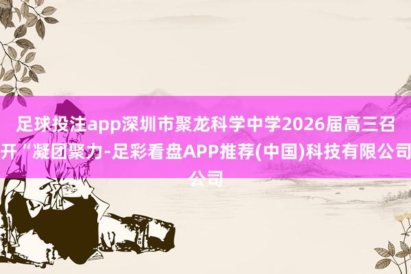 足球投注app深圳市聚龙科学中学2026届高三召开“凝团聚力-足彩看盘APP推荐(中国)科技有限公司