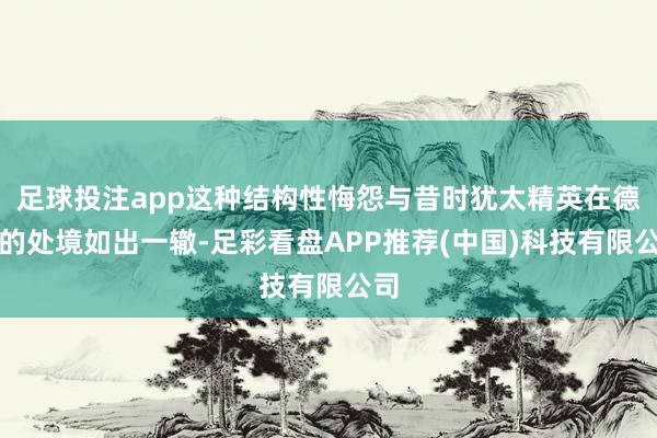 足球投注app这种结构性悔怨与昔时犹太精英在德国的处境如出一辙-足彩看盘APP推荐(中国)科技有限公司