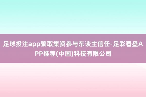 足球投注app骗取集资参与东谈主信任-足彩看盘APP推荐(中国)科技有限公司